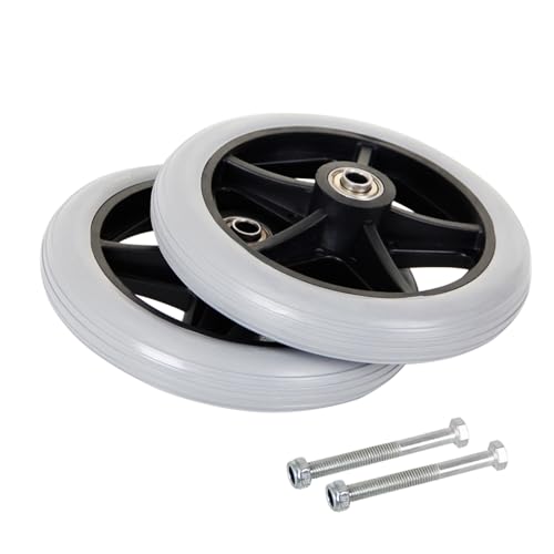 2 ruedas de repuesto para silla de ruedas de 8 pulgadas para caminantes, material de PVC ecológico, neumáticos de poliuretano resistentes al desgaste, cubo de rueda ABS antideslizante y duradero (2