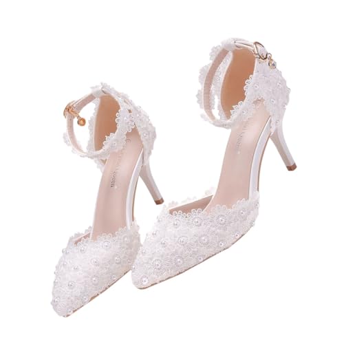 Sandales à Talons Fins Blanches pour Fête Mariage et Soirée Chic en PU