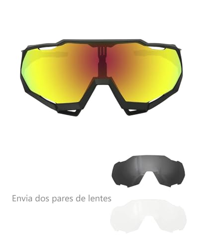 TECHVIDA polarized mountaineering glasses, sunglasses polarized sports glasses protect UV400 bicycle glasses, can be used for cycling, baseball, fishing, skiing, with 3 interchangeable lenses,