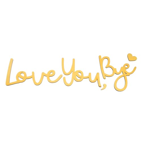 Image of PATIKIL Home Wall Decor Letter Signs, 3D Self-Adhesive Love You Bye Wood Sign with Comma and Heart Boho Art Alphabet for Wall, Door, Living Room, Farmhouse DIY Home Office Decor, Gold