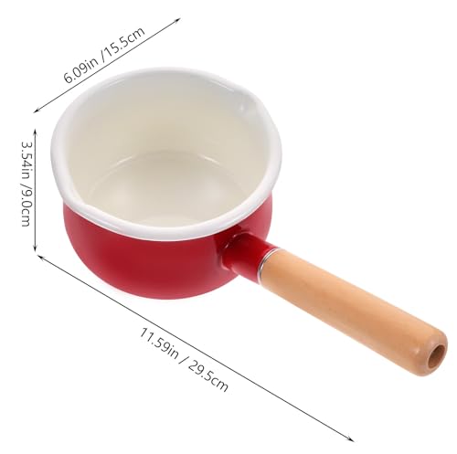 Casserole à lait émaillée rouge 15 cm induction et vitrocéramique à double becs