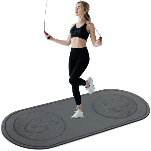 dofopo Jump Rope Mat 71"x31" Larger Non-Slip Indoor Outdoor Exercise Fitness Mat, High-Density Workout Shock Absorption for Home Gym Flooring Concrete Jumping Rope