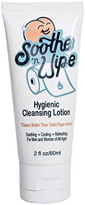 Soothe 'n Wipe 2 Oz Wipe Hygienic Cleansing Lotion, Flushable Wipe Alternative with Aloe & Moisturizers, Toilet Paper Moistener for Clean, Soft & Smooth Bum, Butt Cleaner, Sanitizing Lotion for Bathroom