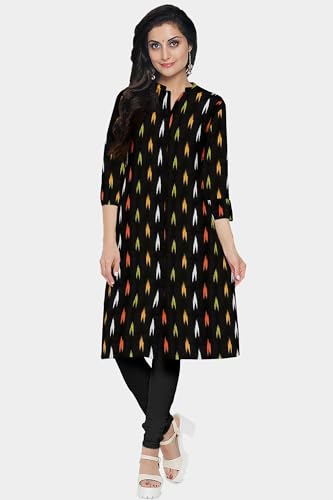 Image of Cotton Pochampally ikat unstitched blouse, Kurthi, long frock fabric material for women (1 meter, 2 meters & 3 meters)