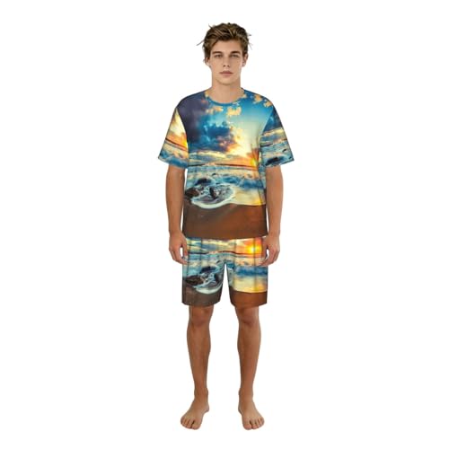 Pyjama homme plage couché de soleil pour vos soirées d'été détendues