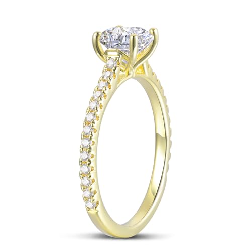 1.0 CT Round Brilliant Cut Moissanite Engagement Rings 14K Gold Promise Rings4