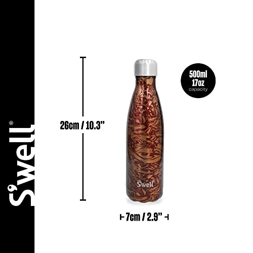 S'well Original Water Bottle, Burgundy Swirl, 500ml/0.5L. Triple-Layered Vacuum-Insulated Drinks Bottle Keeps Coffee - Image 2