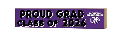 KH Sports Fan North Alabama Lions Class of 2026 Wood Block Sign, Engineered Wood, 3x13 Inches, Purple, Graduation Sports Theme