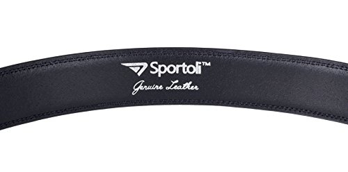 Sportoli Men's Genuine Leather Classic Stitched Casual Belt - Black Brown Tan3