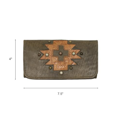 American West Navajo Soul Ladies' Tri-Fold Wallet - Genuine Leather3
