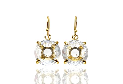 Boucles d'oreilles en cristal de quartz faites à la main en or pour femme