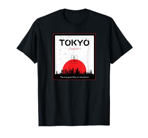 Japón Estética Retro Comic Tokyo Silhouette Fuente japonesa Camiseta