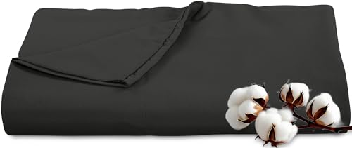 Royale Linens 300 Thread Count 100% Long Staple Combed Cotton Flat Sheet - Super Soft - Top Sheets - Queen Flat Sheet Sold Separately - Breathable, Cool & Crisp Percale Sheets Only (Queen, Black)