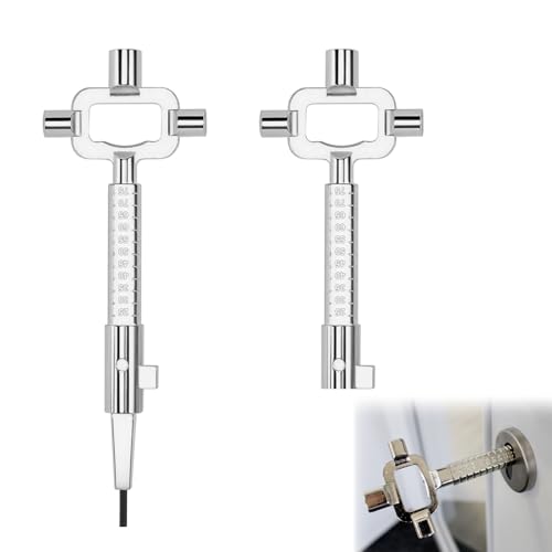 2 Stück Universal Bauschlüssel Architektenschlüssel Baustellenschlüssel mit Zylinder-Messlehre Universal Schlüssel Multifunktional Bauschlüssel Schaltschrankschlüssel Baustellenschlüssel Universal