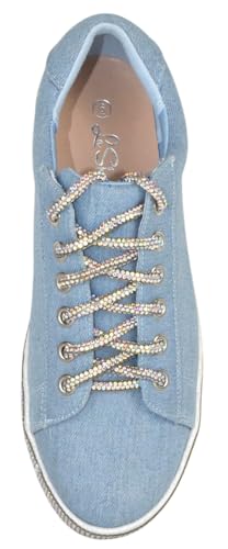 Shoes Women Flat Fashion Wedding Sneakers Crystals Rhinestone Blingy Lace Up SCOUT-244