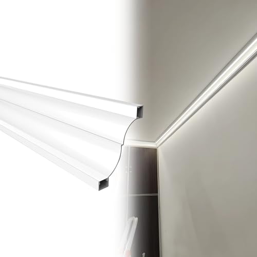 Moulure décorative plafond LED aluminium blanc éclairage indirect