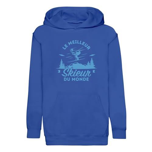 Sweat à capuche enfant le meilleur skieur du monde en coton premium pour les vacances