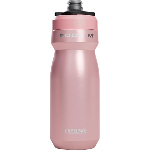 CAMELBAK Podium - Botella de agua de acero inoxidable aislada para bicicleta, fitness y deportes, se adapta a la mayoría de jaulas de bicicleta, 18 onzas, pétalo