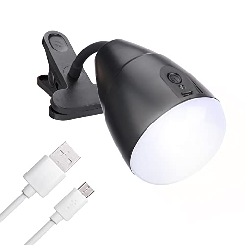 Afirst Clip on Light Outdoor Camping Light LED Clamp Lamp for Desk 4400mAh, Rechargeable Flexible Dimmable Lighting Reading Study Table Lamp, 11 Inches
