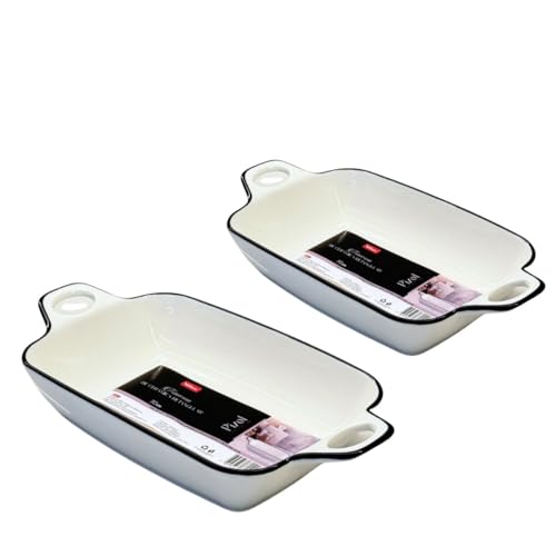 Assadeiras e Travessas Forno Porcelana Branca Borda Preta 2pçs Pi...