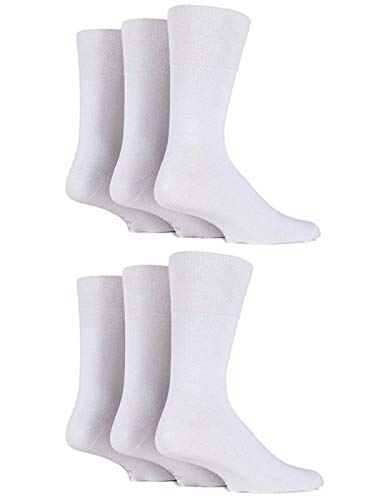 6 x uomo diabetici Gentle grip a nido d' ape top calze non elastiche by Sockshop/UK 6 – 11 EUR 39 – 45 Bianco Plain White