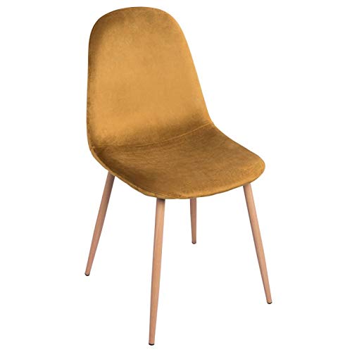 Regalos Miguel - Sillas Comedor - Silla Teok Terciopelo - Amarillo - Envío Desde España