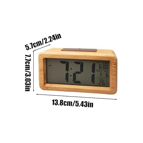Reloj despertador digital ajustable de madera contra la luz nocturna 3