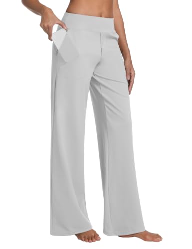 Image of BUBBLELIME Women High Waist Wide Legs Yoga Pants Loose Sweatpants Pockets | 29 inch /31 inch /33 inch /35 inch /37 inchInseam,2 Styles / Dress /Basic,Lounge,Comfy,Stretch Casual Work