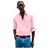 Tommy Hilfiger Camisa Hombre Flex Poplin Solid Regular Fit, Rosa (Classic Pink), M