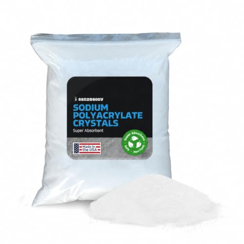 Sandbaggy Sodium Polyacrylate Crystals - Super Absorbent Polymers - Science Experiments Fake Snow Ice Packs Skincare - Non Toxic Made in The USA [CAS 9003-04-7] (0.5 lbs - 8 oz)