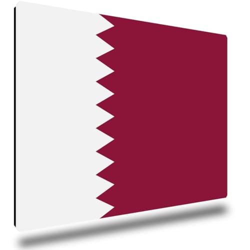 TRIOSK Kühlschrankmagnete Länderflaggen Magnet Flagge Katar Länder Reise Souvenir Geschenk für Reiselustige Frauen Männer Weltenbummler Kühlschrank stark eckig groß 85x55 mm