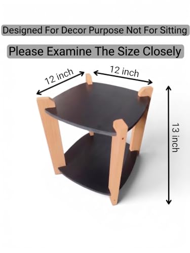 Image of Modern Square Side Table, Home Decor for Living Room, Bed Side Tables for Bed Room, stools for Home, Furniture for Home, 2-Tier White Shelves