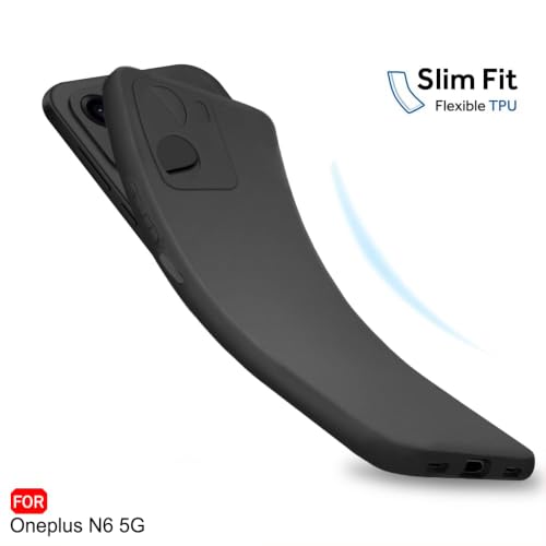 Image of TheGiftKart Sleek Back Cover Case for OnePlus N6 5G | Slim Fit Protective Design | Ultra Matte Finish | Camera Protection Bump | Soft Silicon Back Cover Case for OnePlus N6 5G (Silicone, Black)