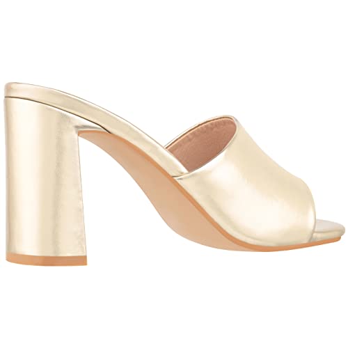 ILLUDE Women’s Block Heel Single Strap Square Toe Heeled Sandal Slip On Mule - Demi3