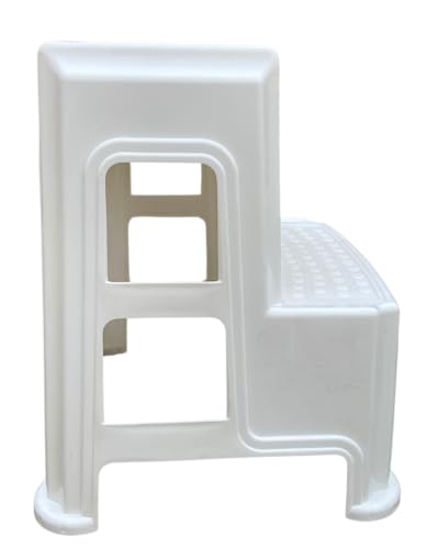 Image of SKYGLAMOUR Supreme Plastic Multi-Purpose Step Stool for Home | Office&Kitchen Use with Weight Bearing Capacity of 150 Kg |2 Step Stool for Home| Color: Milky White; Qnt: 2 Pcs.