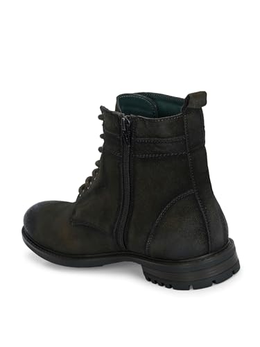 Image of San Frissco Biker Chain Boots for Men's with Round Toe TPR Sole | Synthetic Suede Zip Casual Winter Boots Slip On Shoes | Outdoor Fashion Shoes for Office, Party, Trekking