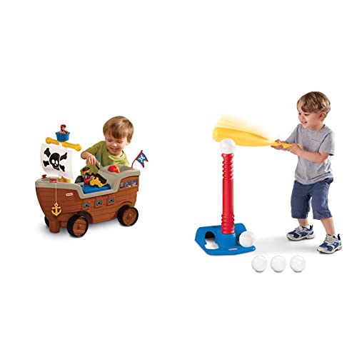 Little Tikes 2-in-1 Pirate Ship Ride-On Toy and Playset, Multicolor & T-Ball Set (Red) w/5 Balls â Amazon Exclusive
