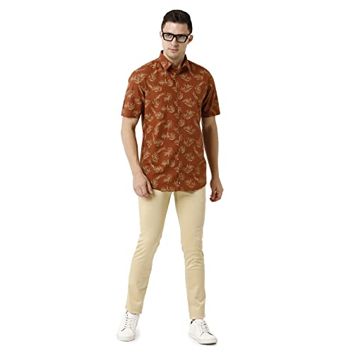 Image of Men's Slim Fit Half Sleeve Casual Shirt Brown