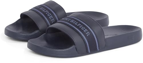 Tommy Hilfiger Women’s Elegant Pool Slides with Woven Detail, Blue (Space Blue), 5 - Image 4