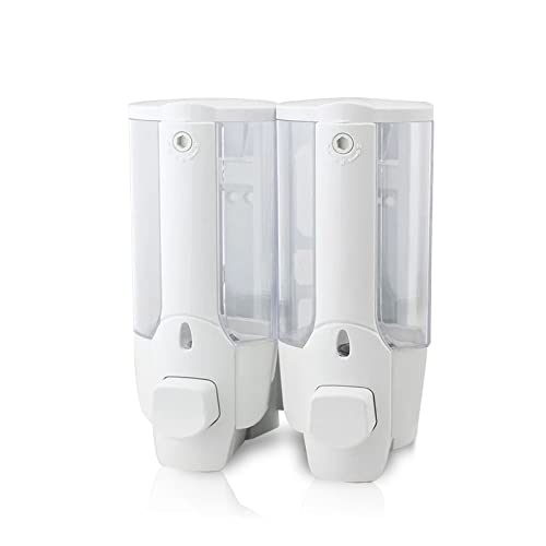 Preisvergleich Produktbild Manueller Seifenspender, Shampoo und Conditioner-Spender, Wandhalterung, Seifenspender, nachfüllbar, Duschflüssigkeit, Waschspender, Lotionbehälter mit 2 x 380 ml für Badezimmer, Küche, Büro