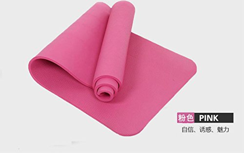 Multiusos Safeinu GoYoga 15 mm Extra gruesa de alta densidad estera de ejercicio anti-rotura con correa de transporte Rosa rosa