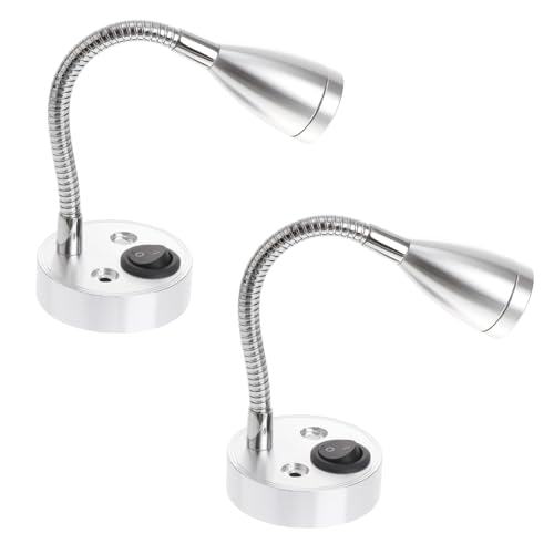VILLCASE 2Pcs Flexible Gooseneck LED Bedside Reading Lamps Night Lights for Bedroom and Home Office for Comfortable Reading Without Disturbing Others Modern Design