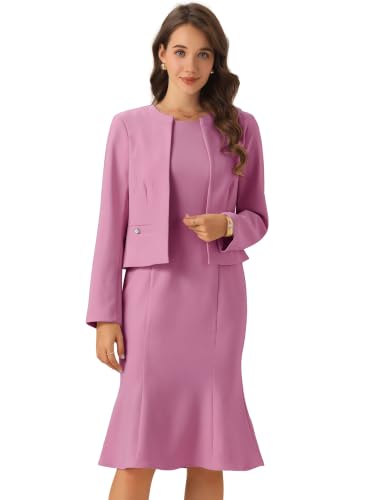 Image of Allegra K Women's Suit Dress Set Cropped Blazer Sleeveless Mermaid Dress
