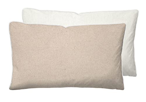 biberna Melange-Flanell Kissenbezug 40x60 cm, 100% Baumwolle, Biber, Flanell wärmend, weich & kuschelig, Reißverschluss, mit Paspel, Winter & Herbst, Uni, beige, Modell 0840500