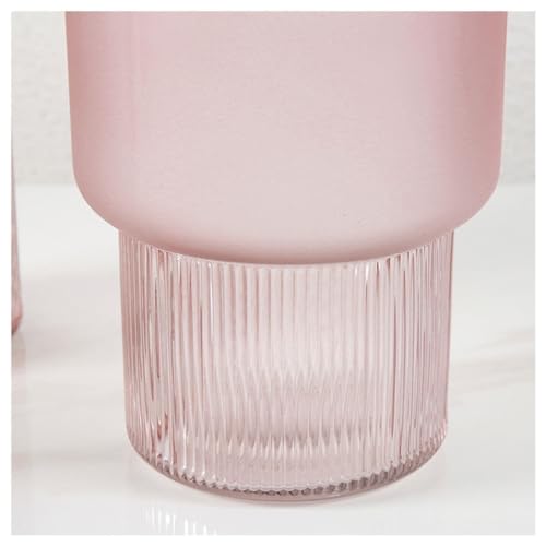 Vase en verre dépoli rose pêche pour décoration de table salon moderne - 6