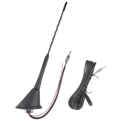 tomzz Audio 1000-043 Dachantenne 16V-Look AM/FM mit 450cm Kabel Verstärker DIN-Stecker Anti Noise Stab 23cm