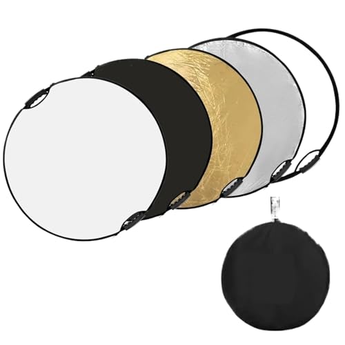 Compatible for Retratos y fotografía al Aire Libre - Reflector Circular 5 en 1 de 60-110 cm con Mango Panel Suave translúcido(1Piece 80cm)