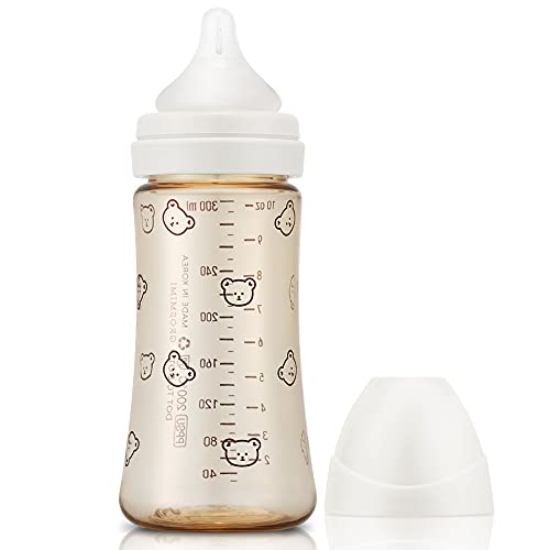 Image of Grosmimi PPSU Baby Bottle, BPA Free (10oz Bear_White)