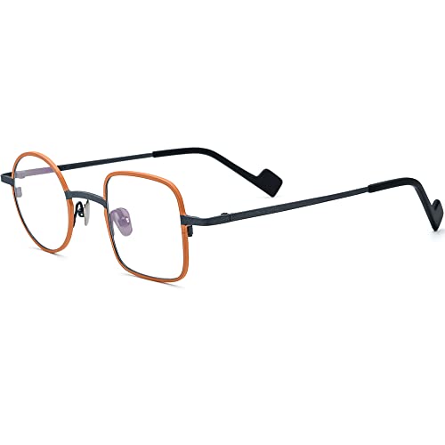 Image of FONEX Colorful Titanium Glasses Frame Men Left Round Right Square Optical Eyeglasses Women F85747