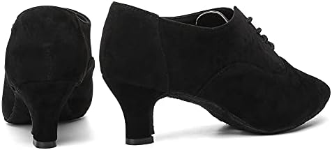 HIPPOSEUS Latin Dance Shoes for Women with Closed Toe Lace up Ballroom Latin Salsa Tango Dance Practice Shoes Low Heel 2.33",Black, 7 B(M) US | Image 4